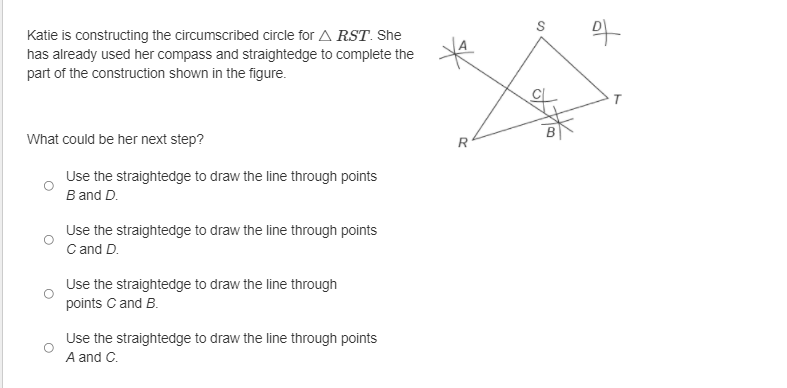 C and draw Q _ _ an are that intersects AC and