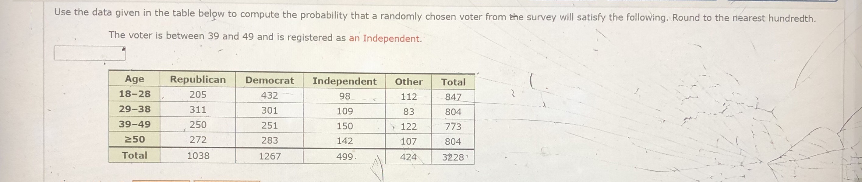 Math concepts Use the data given in the table below to compute
