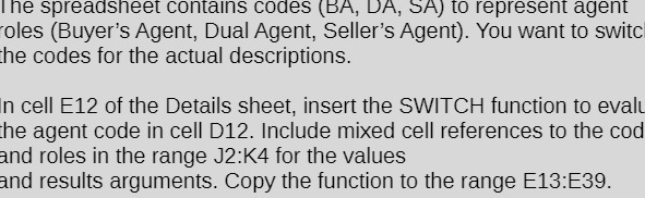 The spreadsheet contains codes (BA, DA, SA) to represent agent oles