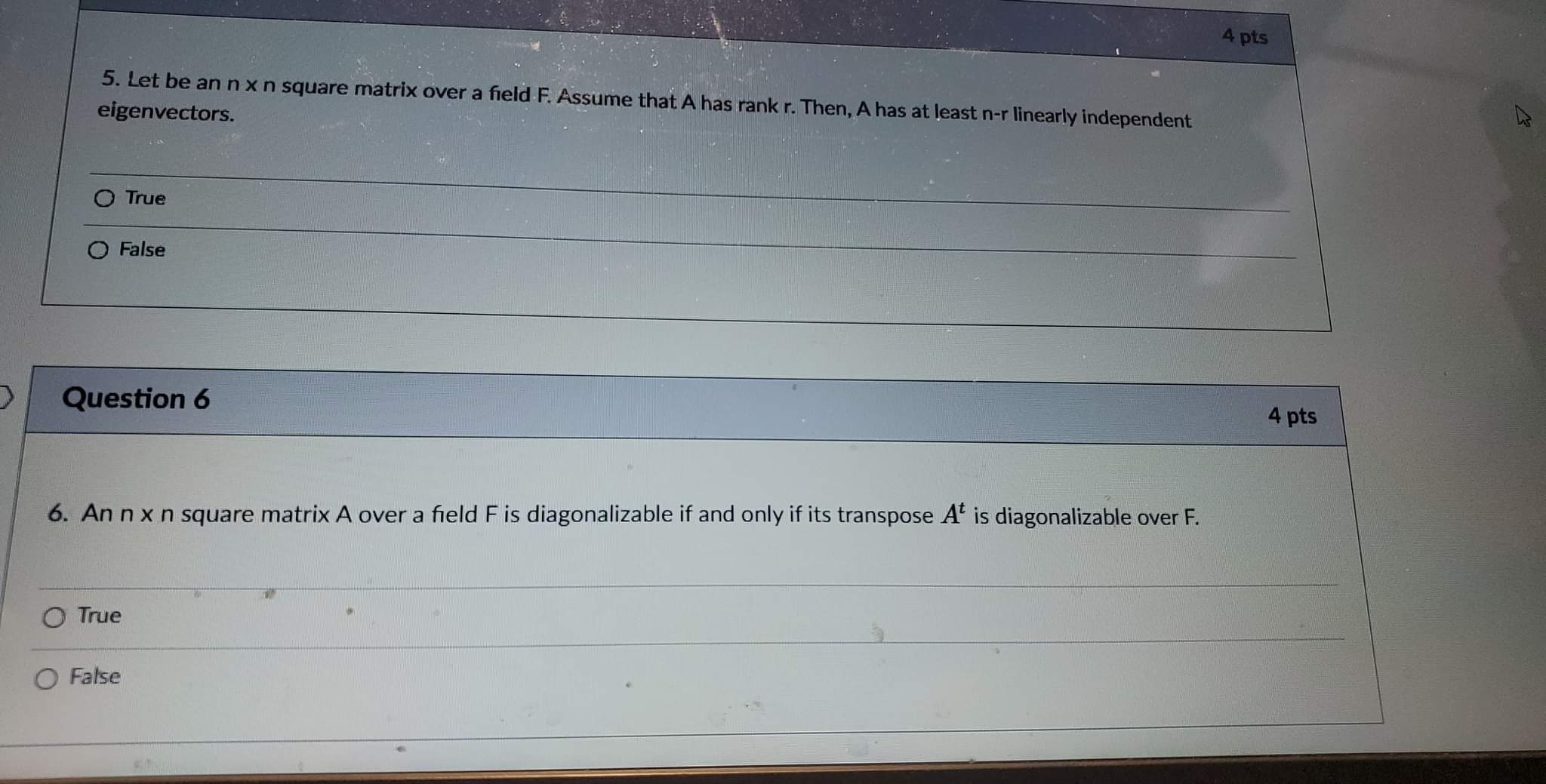 field F. Assume that A and B have the same characteristic polynomial.