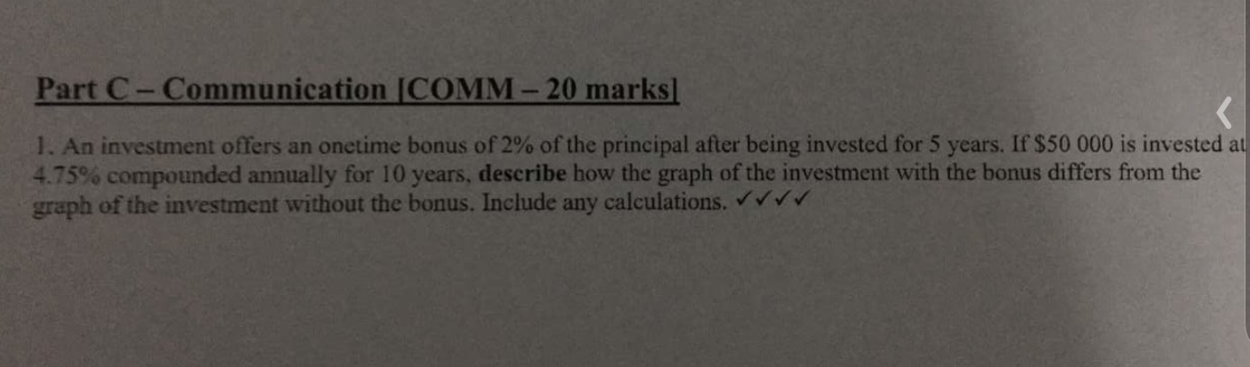  Part C - Communication [COMM - 20 marks] 1. An investment