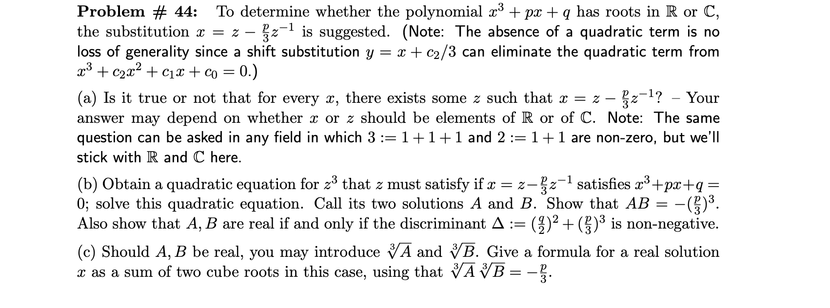  Problem # 44: To determine whether the polynomial x3 + 1358