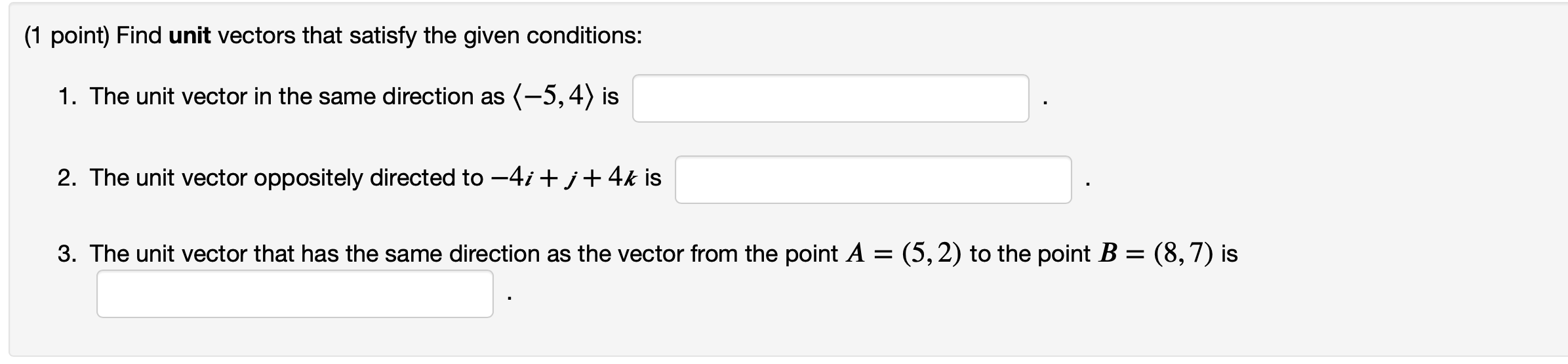 and (3) and please do the same for question number two I