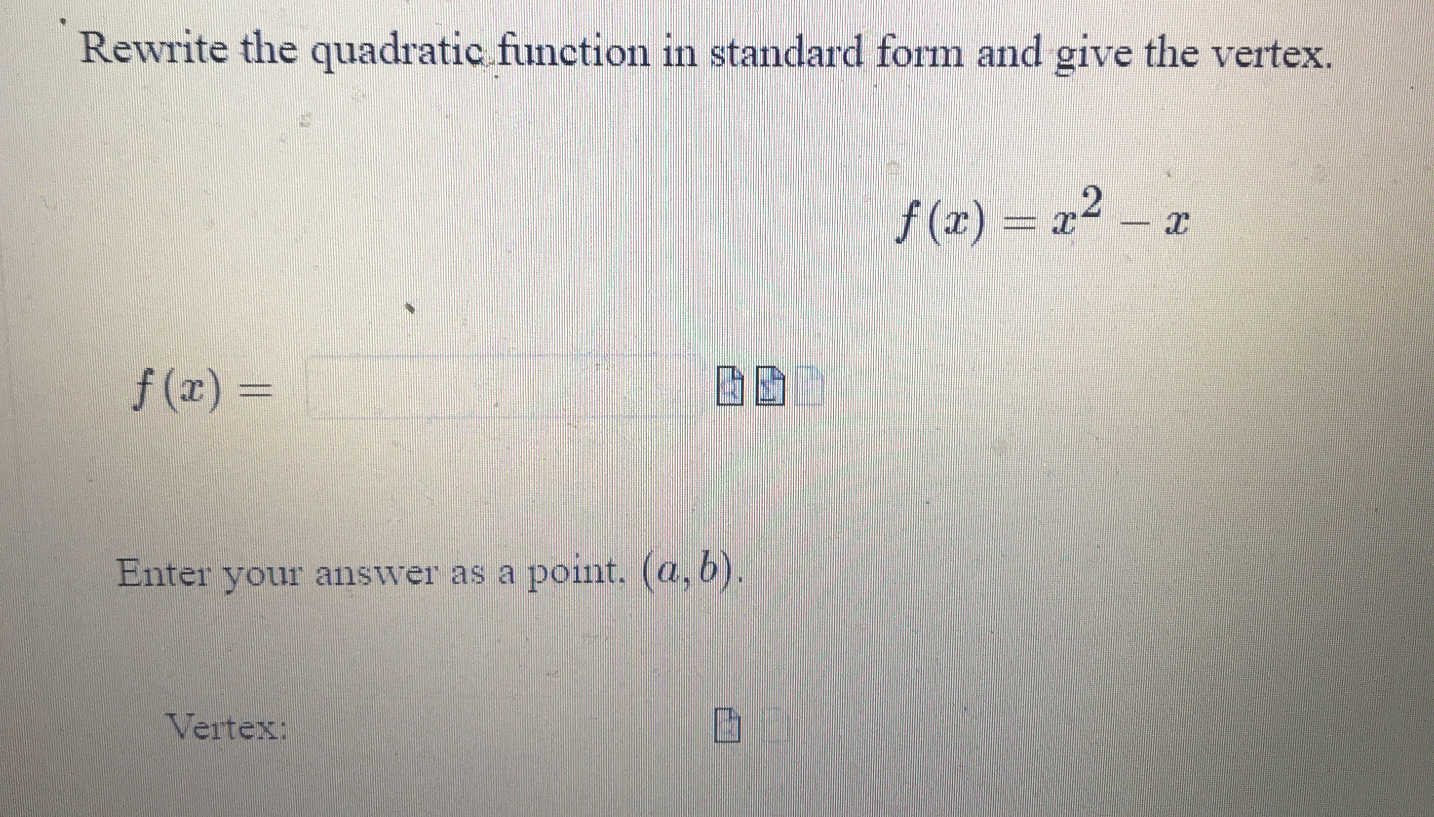 How do I rewrite the function to standard form and find the