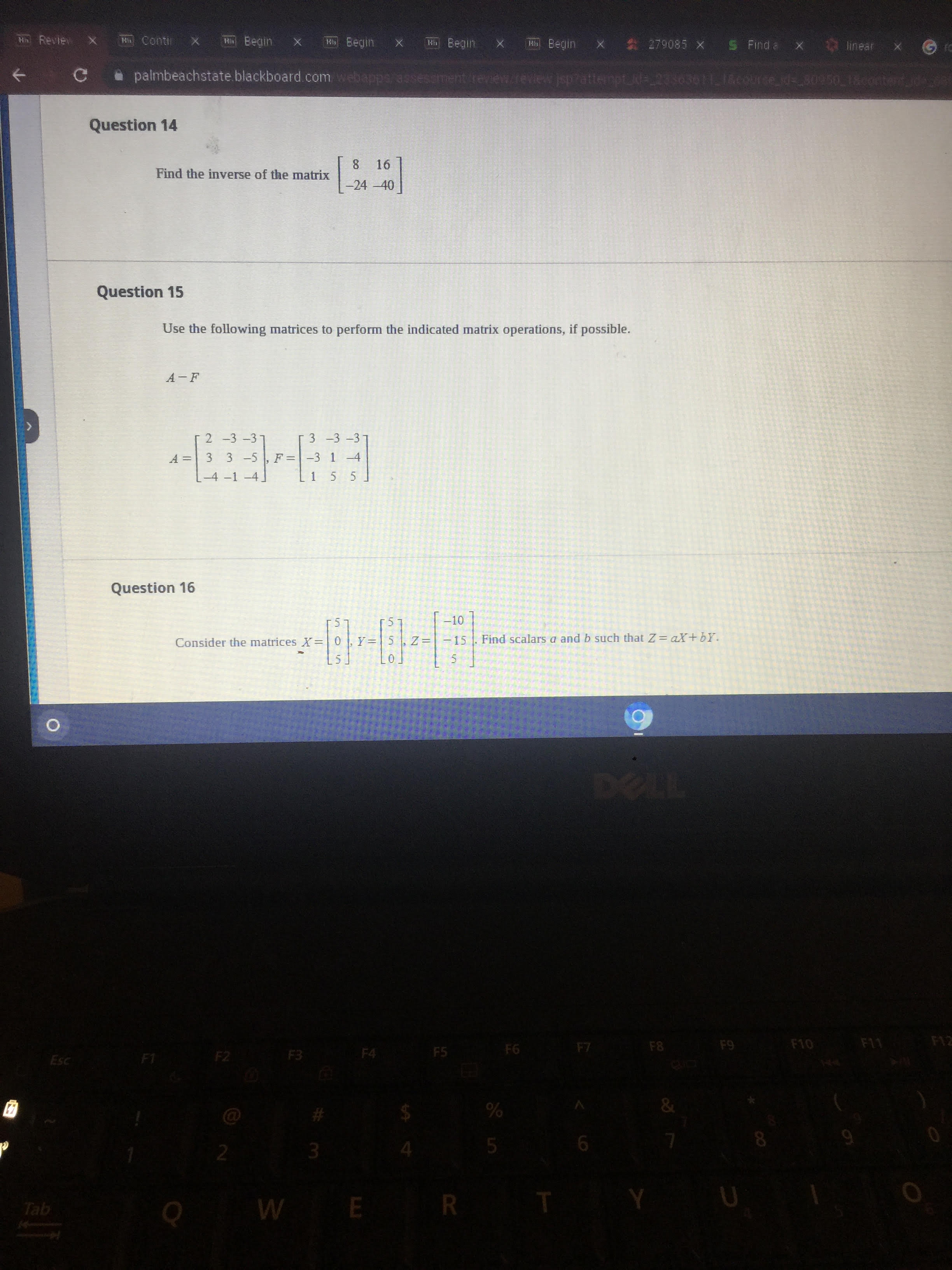 279085 X S Find a linear GION a palmbeachstate.blackboard.com Question 12 4