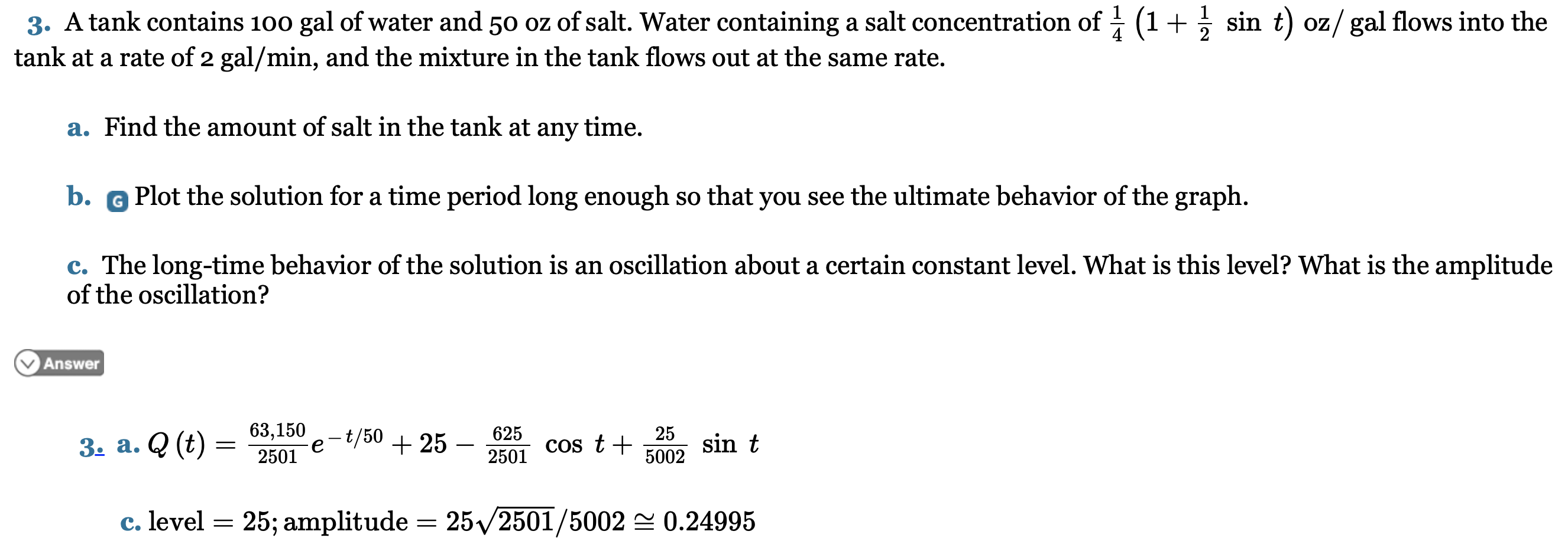 How do we solve these two problems? 3. A tank contains 100