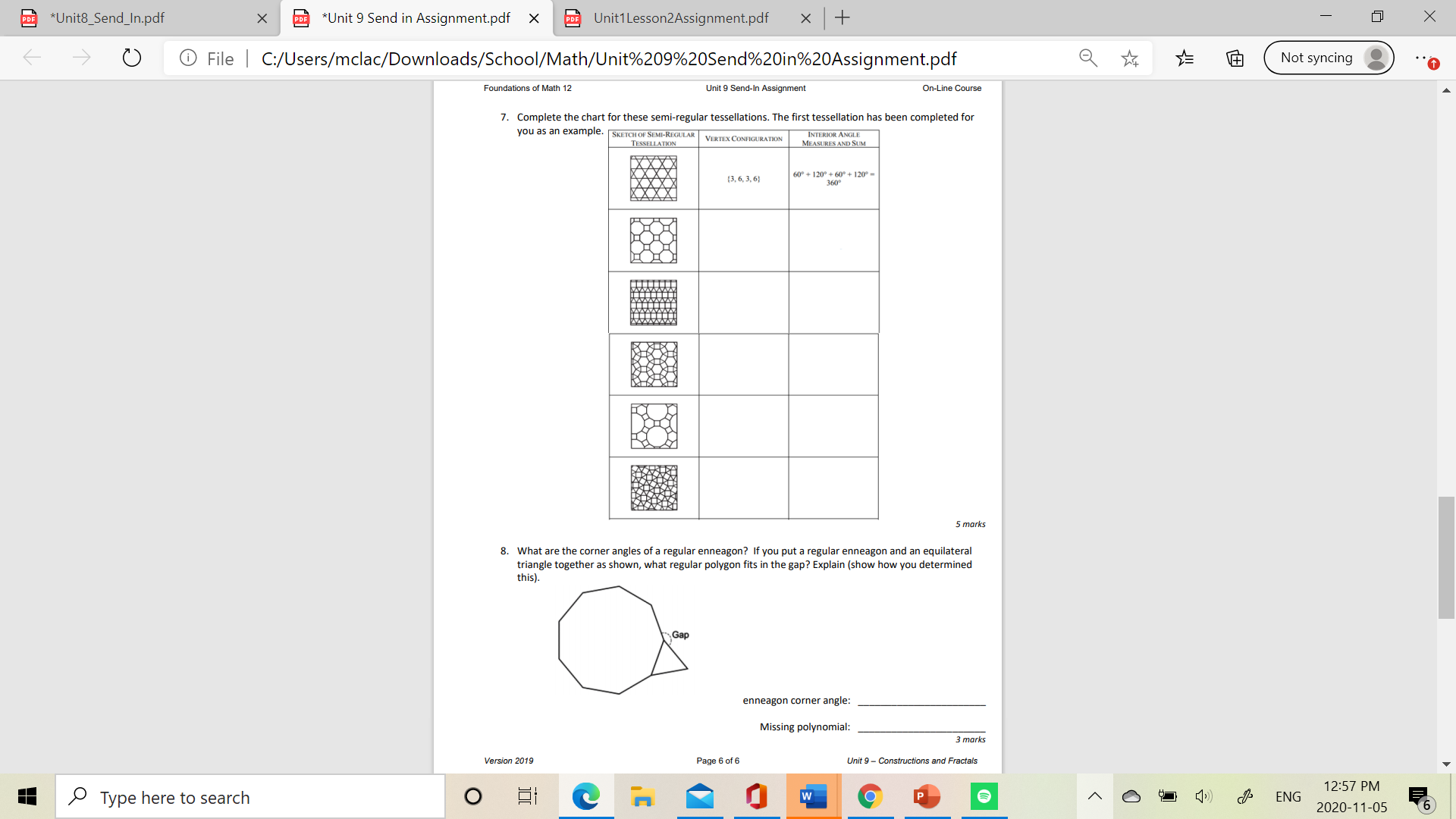 DDE *Unit8_Send_In.pdf X PDE *Unit 9 Send in Assignment.pdf X PRE