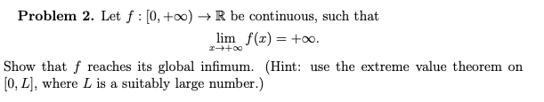  Problem 2. Let f : [0, +co) - R be continuous,