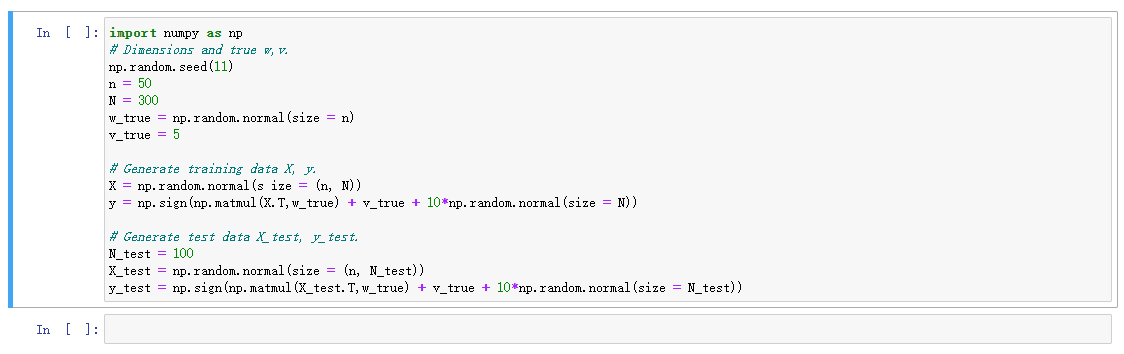1. Least squares classification with regularization. The file lsq classifier data.ipynb contains