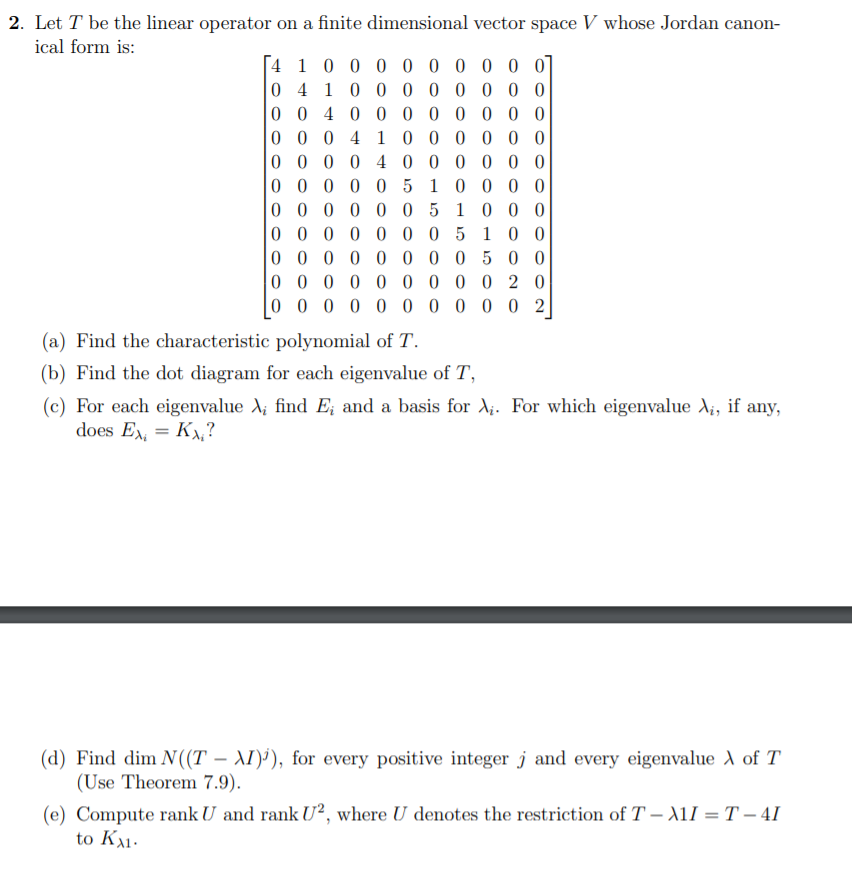practice question not for marked 2. Let T be the linear operator