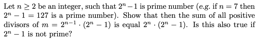 Let n 2 2 be an integer, such that 2\" 1