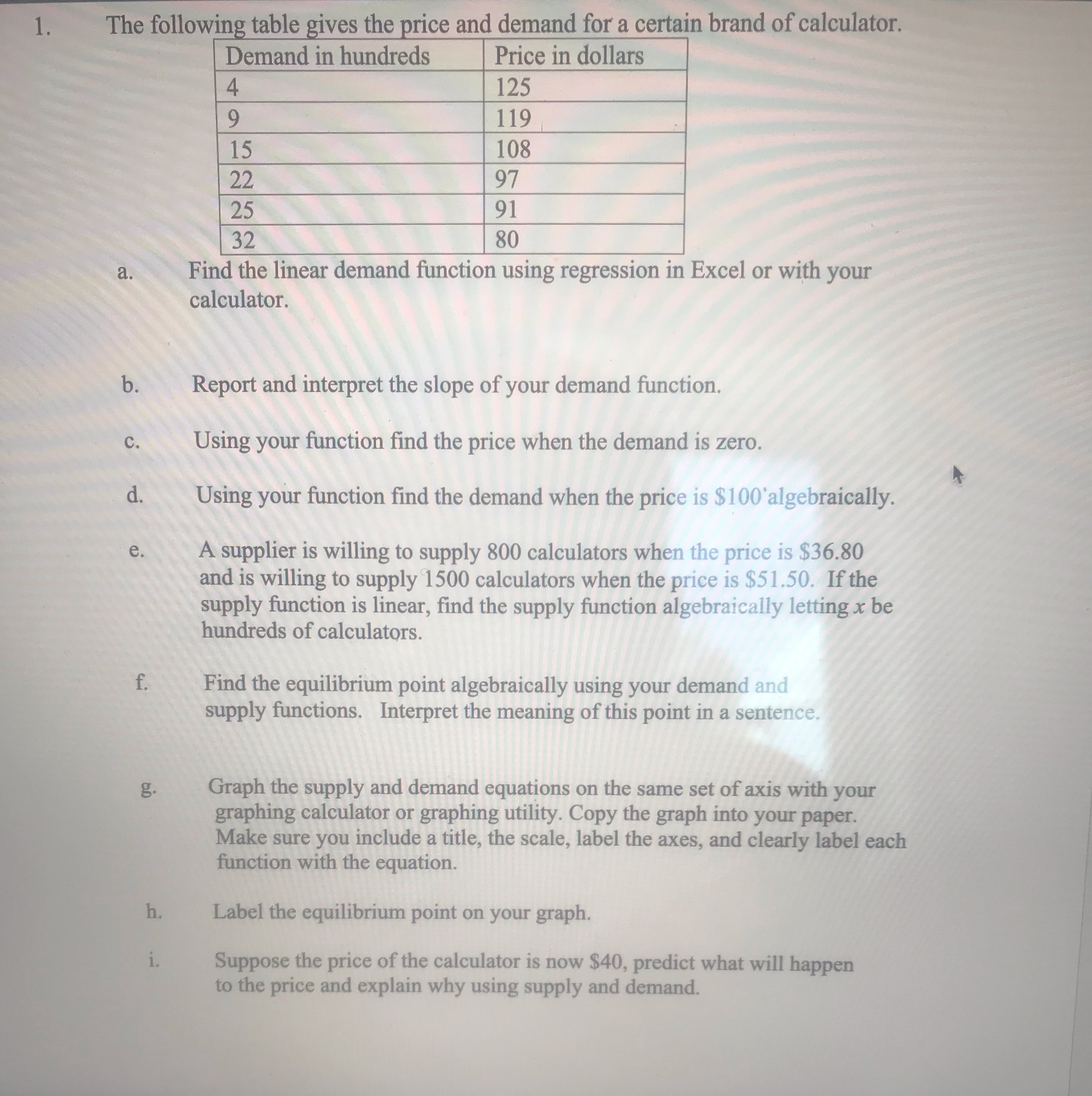 Please help me solve this 1 . The following table gives the