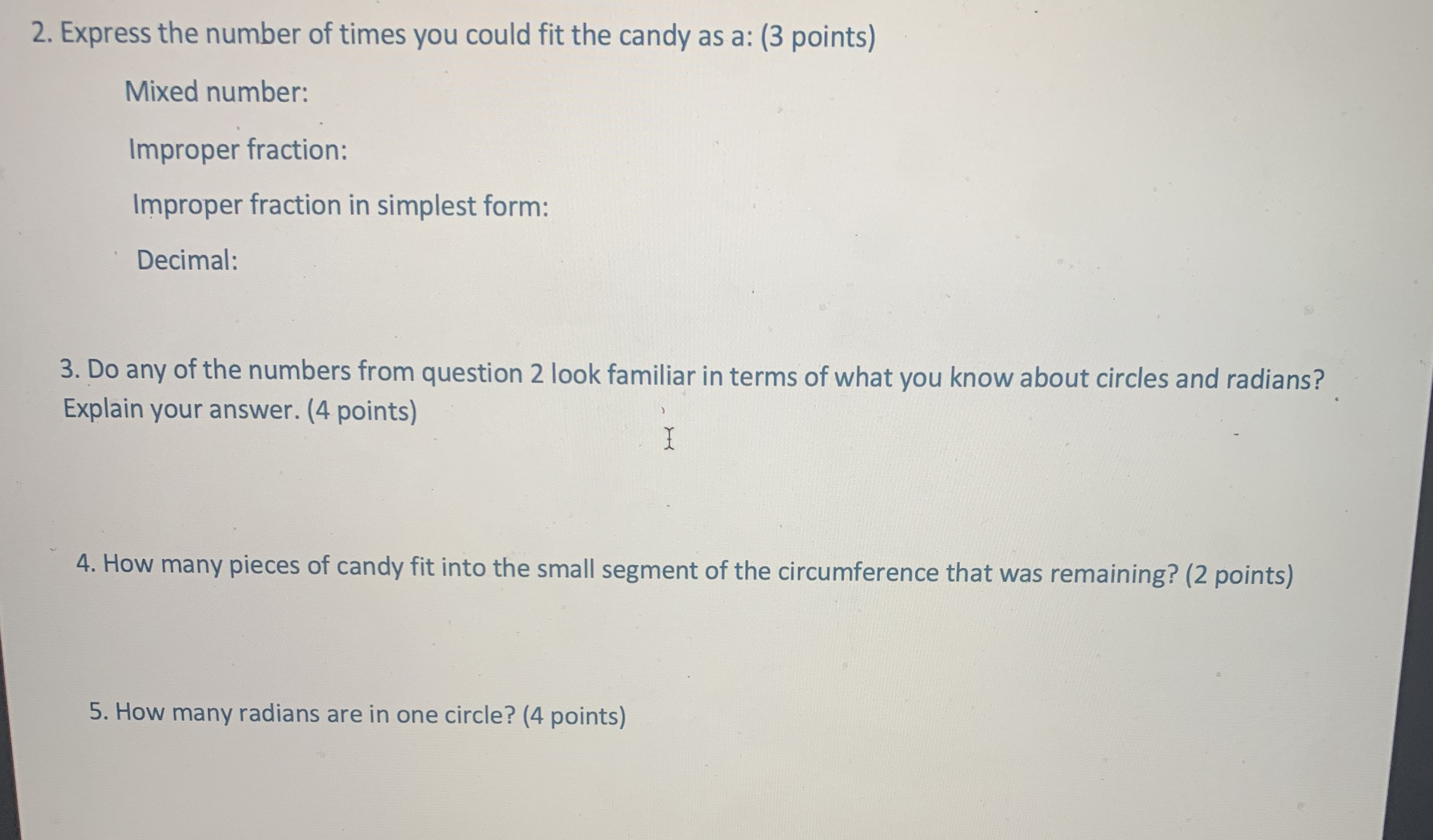 around the circle? (3 points) 2. Express the number of times you