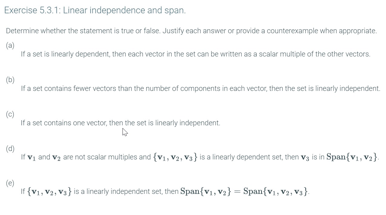 5.4> Finding the dimension of a subspace spanned by a set. Let