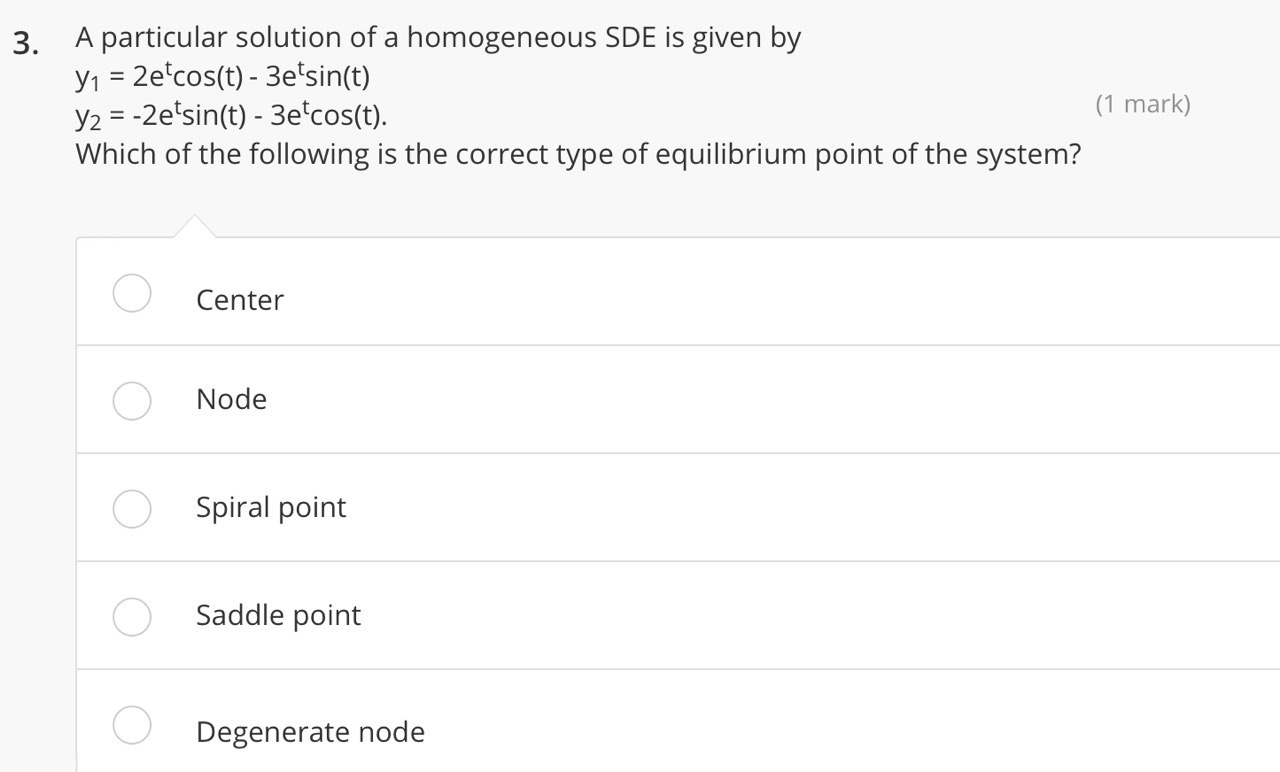 homogeneous SDE is given by ( l ) . Determine the type
