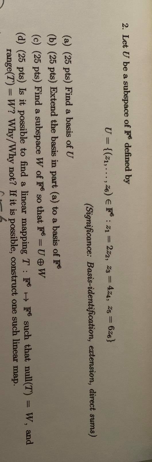 I need help with this question please. 2. Let U be a