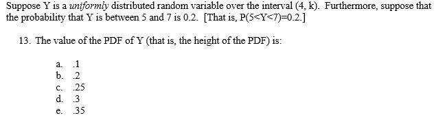  Suppose I' is a uniformly distributed random Variable over the Interval