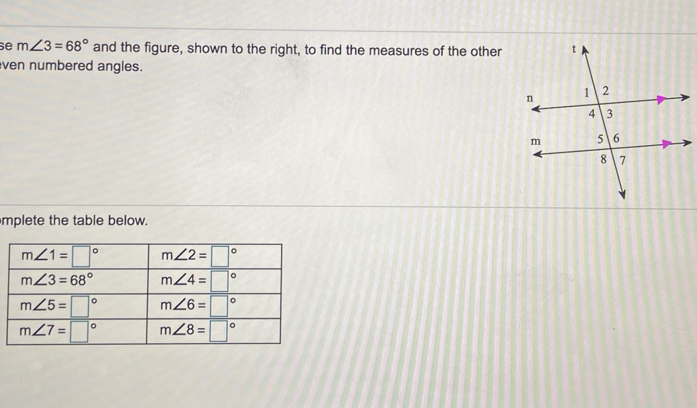  This is a complete question, "use" m "complete" the table below....