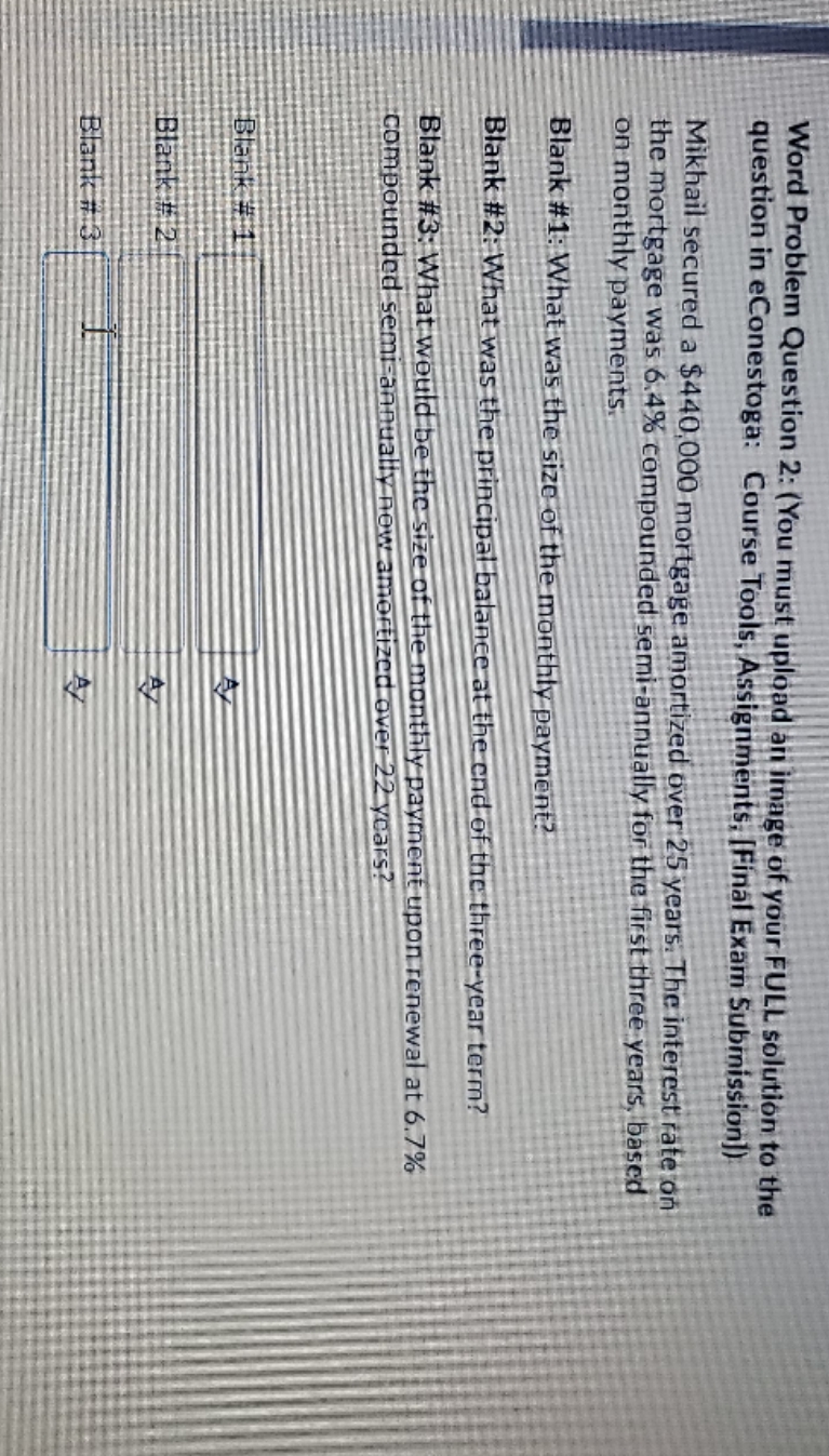 upload an image of your FULL solution to question in eConestoga: Course