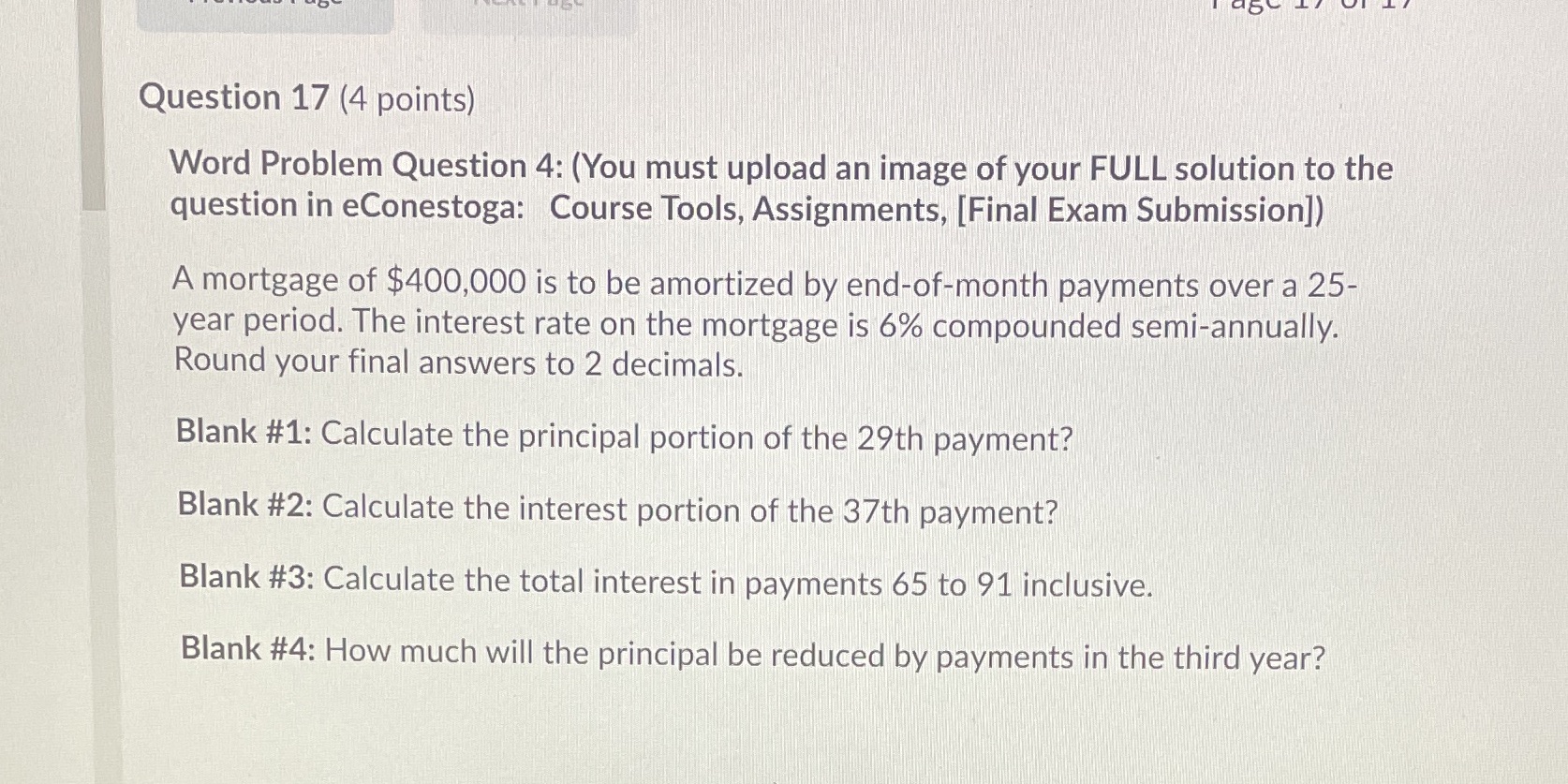 Asap Question 17 (4 points) Word Problem Question 4: (You must upload