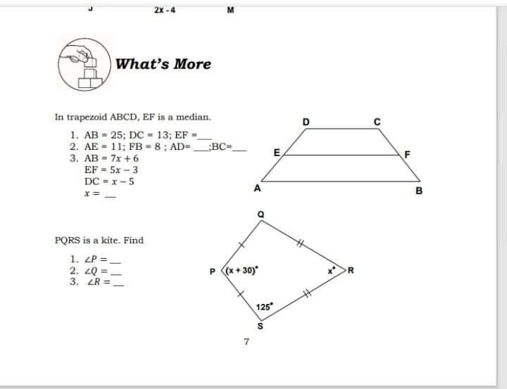 Please help me to solve this problem. 2x - 4 What's More