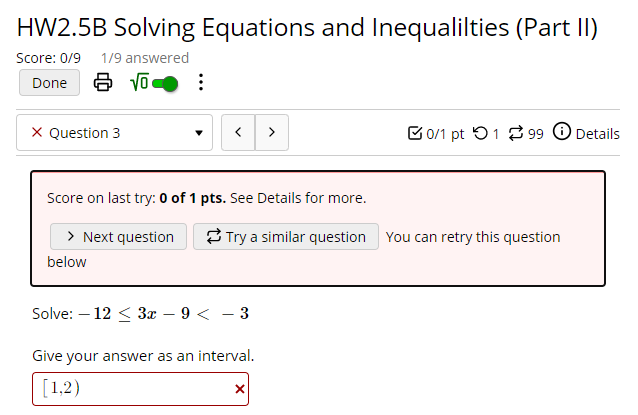 Will you please explain how to write the interval for the attached