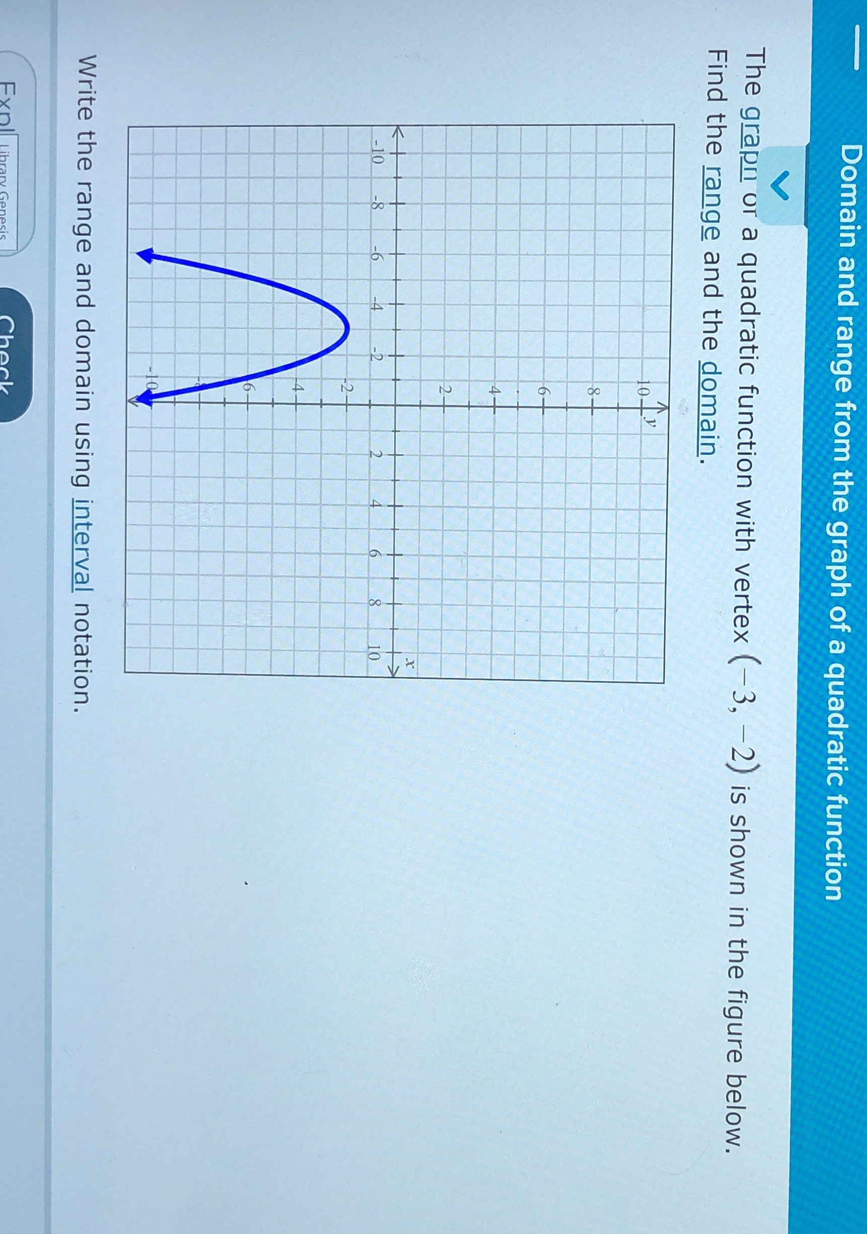 Write the range and domain using interval notation Domain and range from