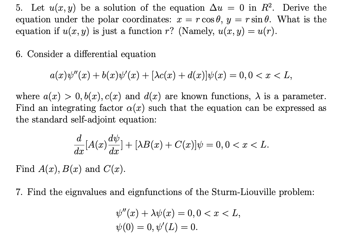 There are three Partial Differential Equations questions.Please help me to solve them.