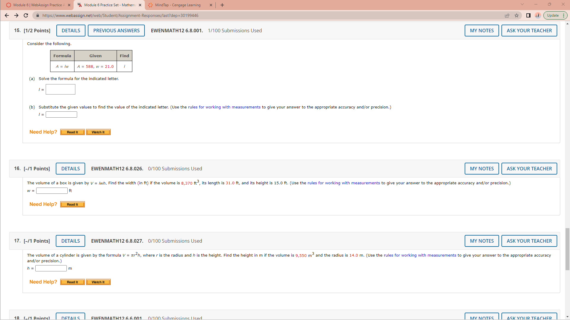  Module 6 | WebAssign Practice A X VA Module 6 Practice