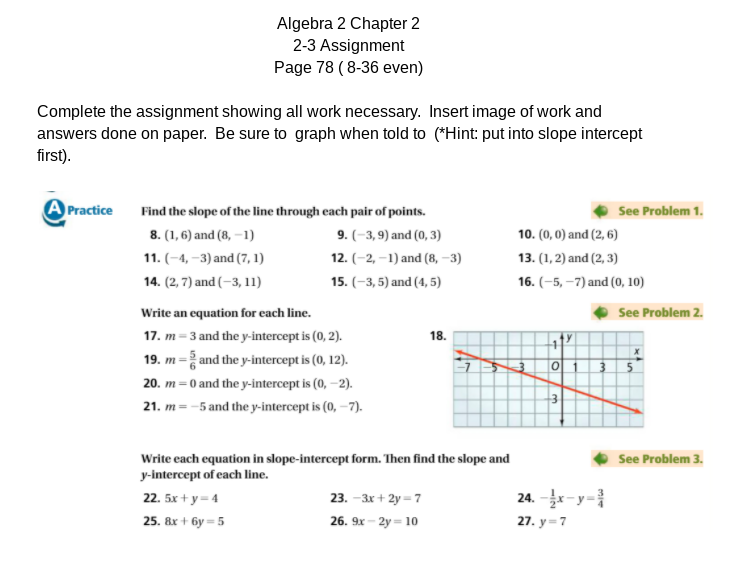 put into slope intercept first). A Practice Find the slope of the