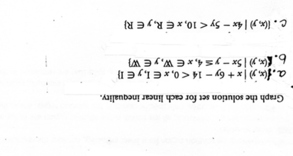 Graph the solution for each linear inequality Graph the solution set for