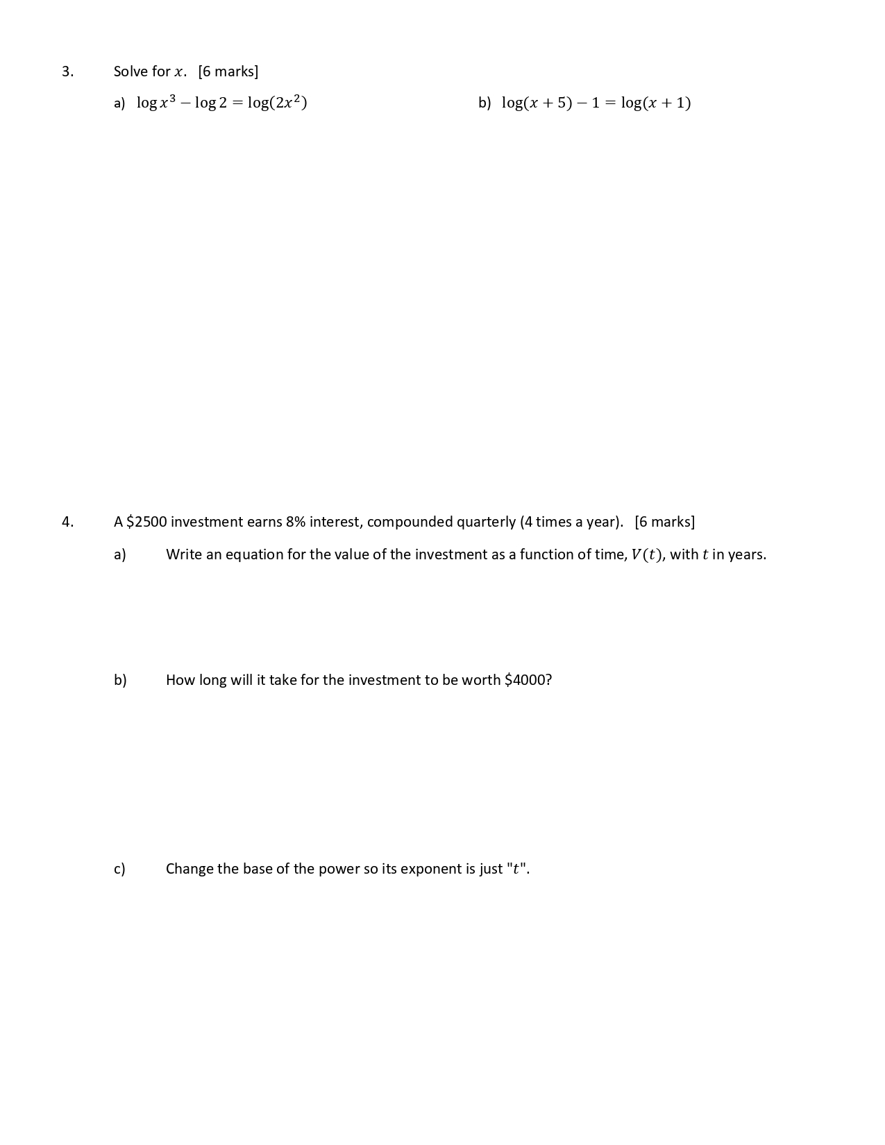 Equations Total: 38 marks Show your work for full marks. Reminder: You're