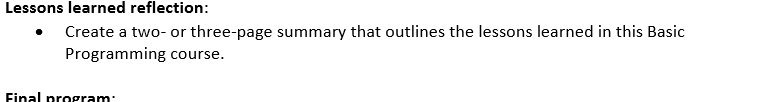 Lessons learned reflection: Create a two- or three-page summary that outlines