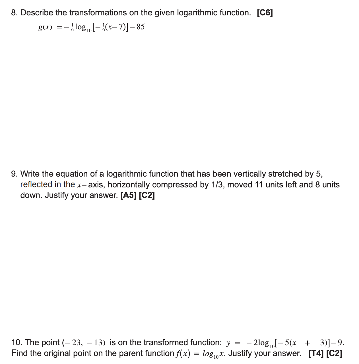 Form 2401 = 74 a = log, c 2. Solve for x.