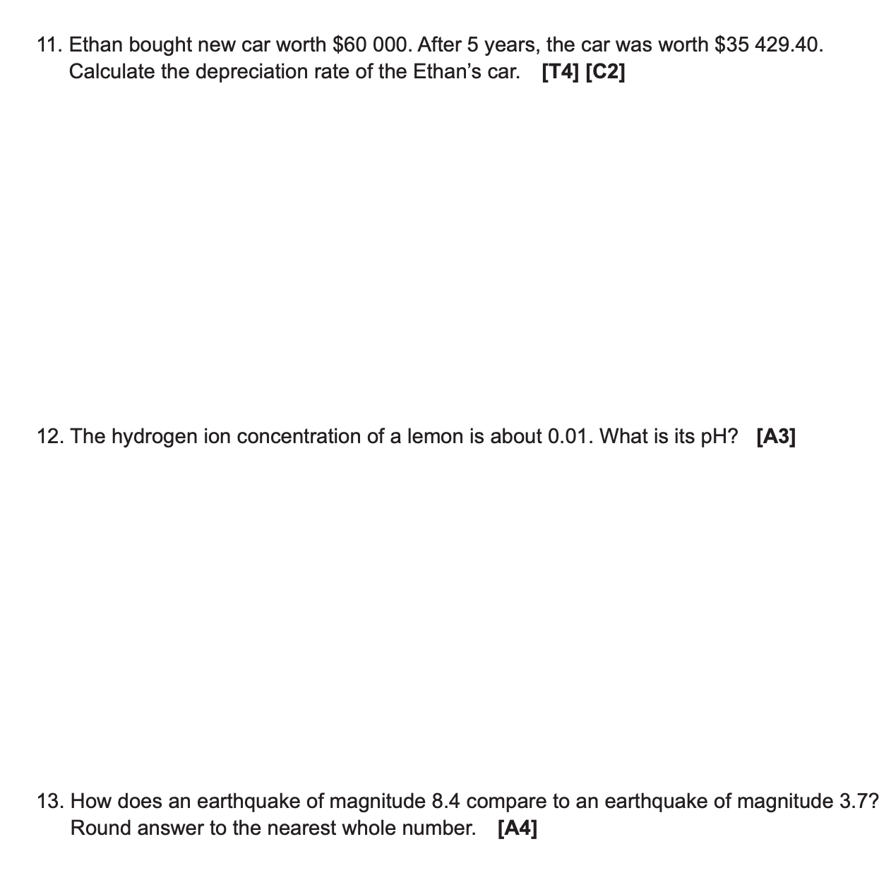 Give answer to three decimal places where applicable. [K2] a. x =