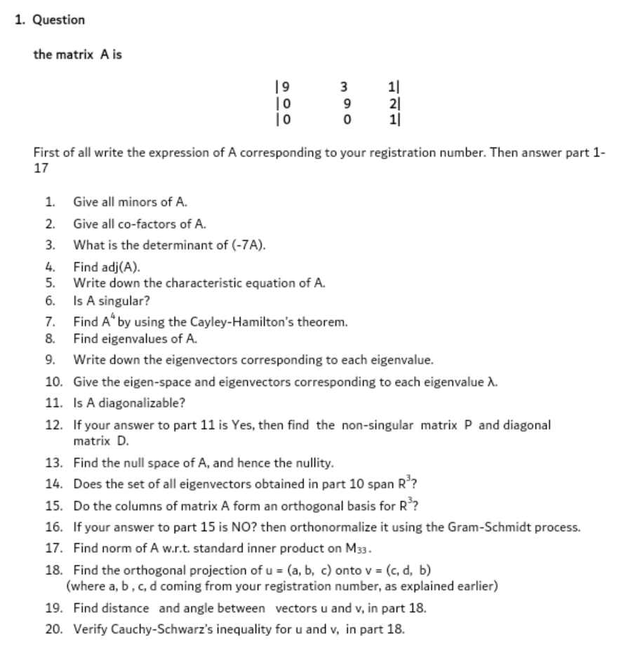 Let A be a matrix given by I a+b 3 1 l