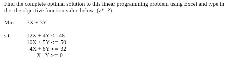  Find the complete optimal solution to this linear programming problem using
