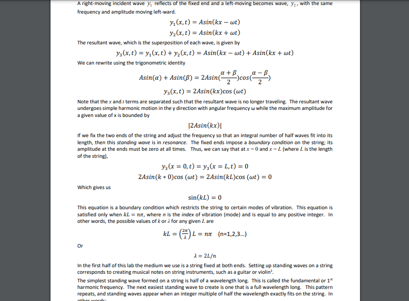 Standing Waves and Wave Interference Background A right-moving incident wave y, reflects