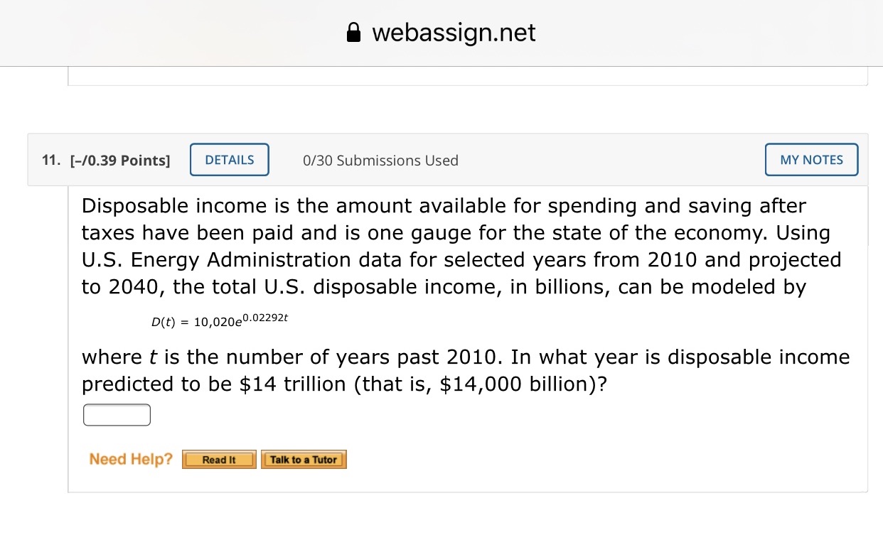 I need help with question 11 webassignnet 11. [40.39 Points] 0180 Submissions