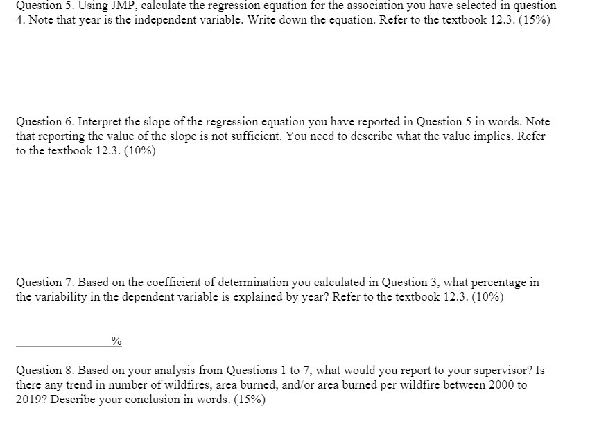 Question 5. Using IMP, calculate the regression equation for the association
