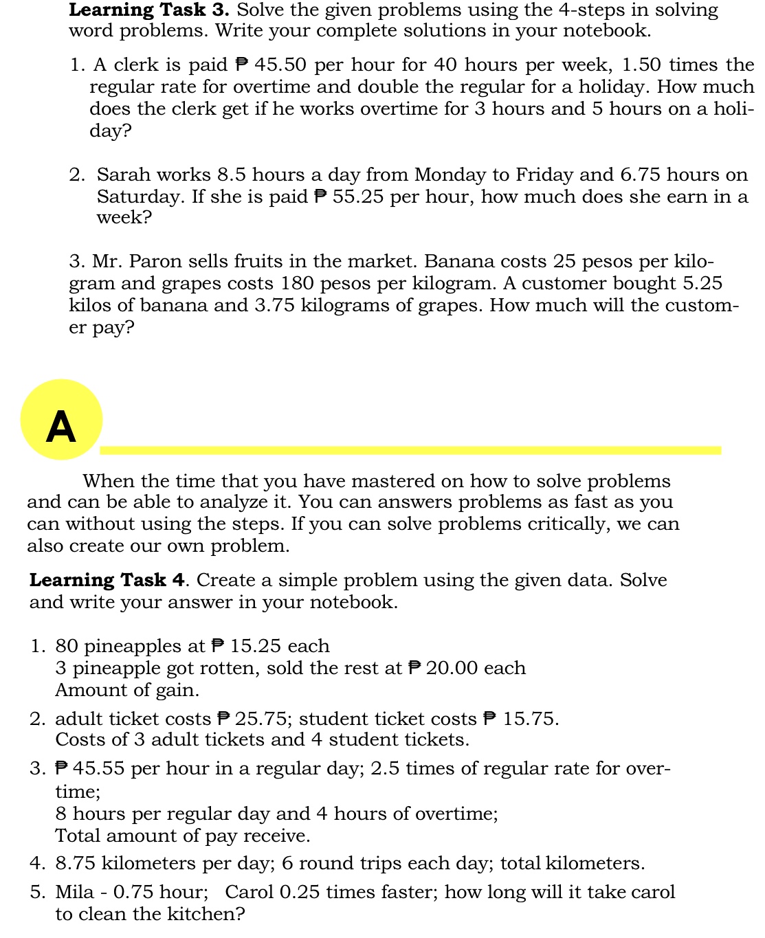 Step4. D Multistep word problems are combination of fundamental operations which includes
