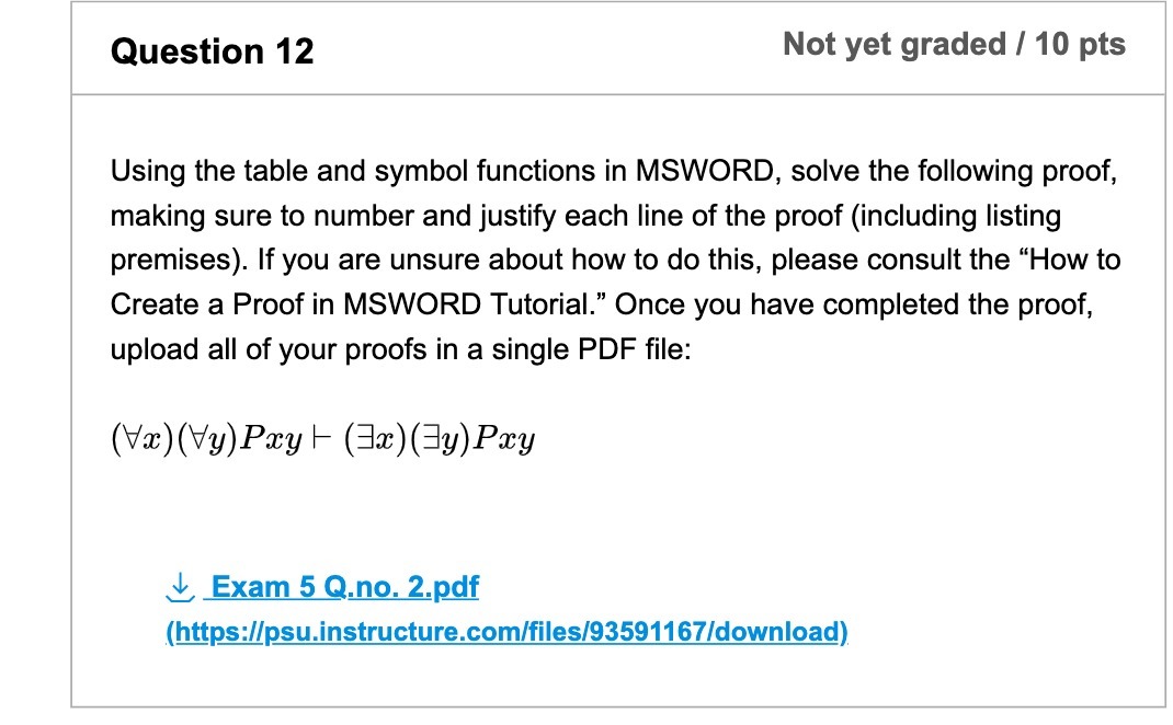 Question 12 Not yet graded / 10 pts Using the table