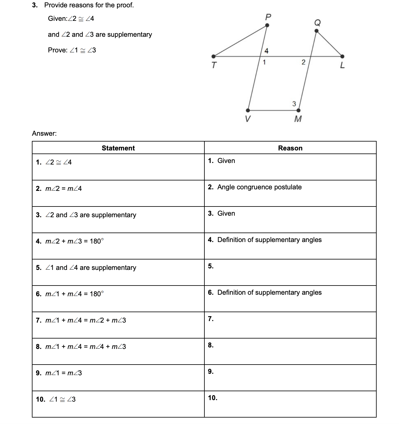 S Prove: APQR is a right triangle. Q R Answer:2. Justify each