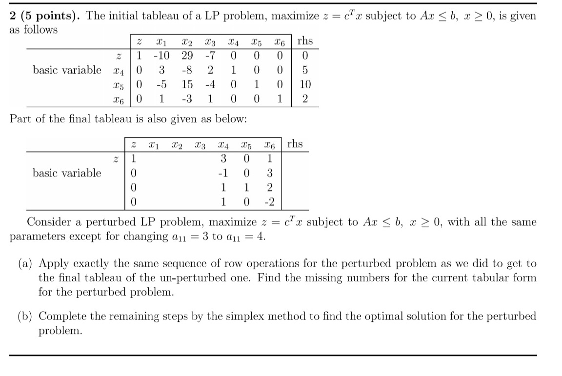 Linear programming problem. Please include all the steps. 2 (5 points). The