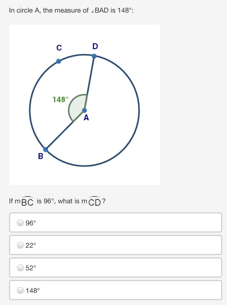 circle A: C 98 E A B If CE is 98, what