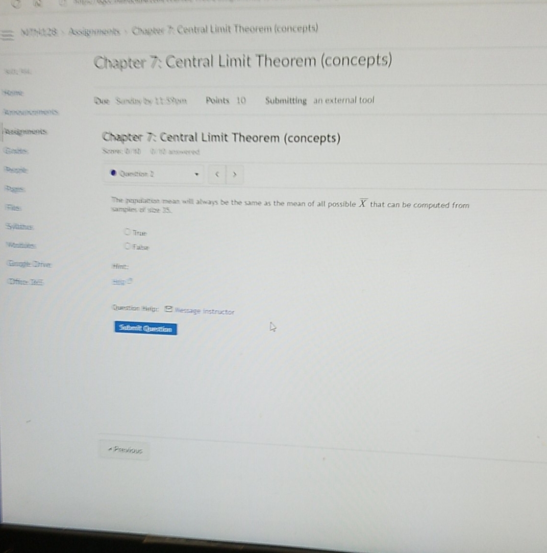 question #2 MIti128 Assignments . Chapter 7: Central Limit Theorem (concepts) Chapter