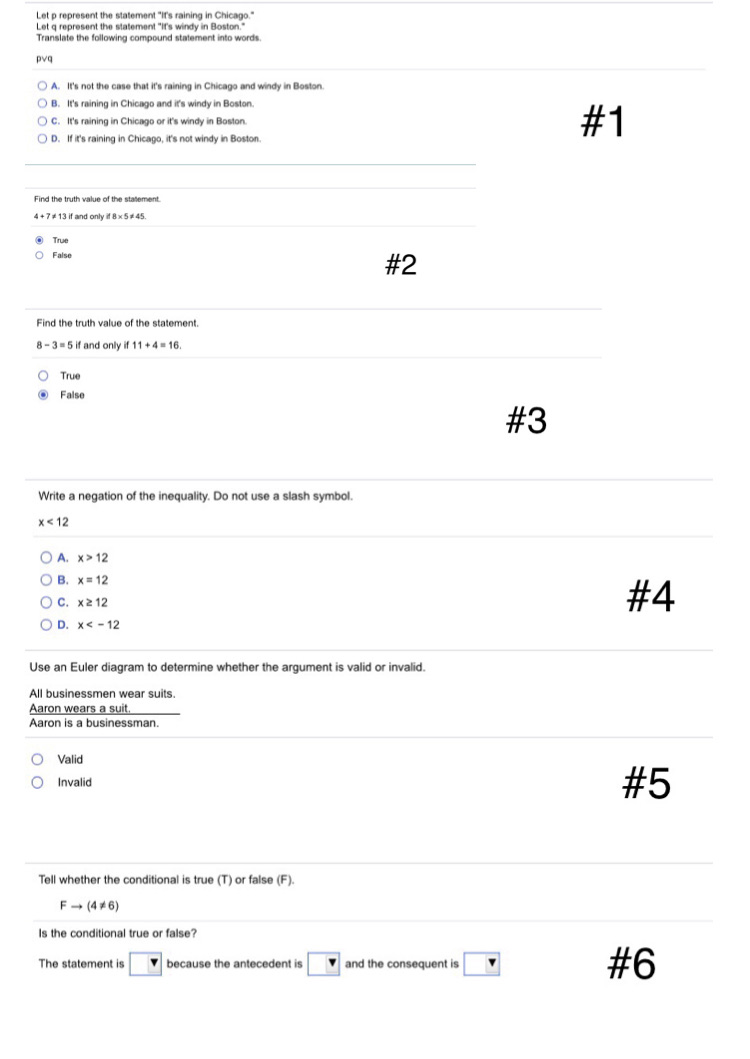 Help find the correct answer please Let p represent the statement "it's