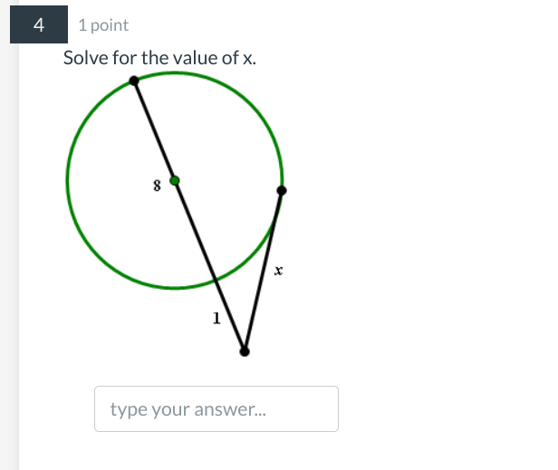 type your answer...\f\fSolve for the value of x. Round to the nearest