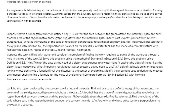 Illustrate your discussion with an example For single-variable definite Integrals, the