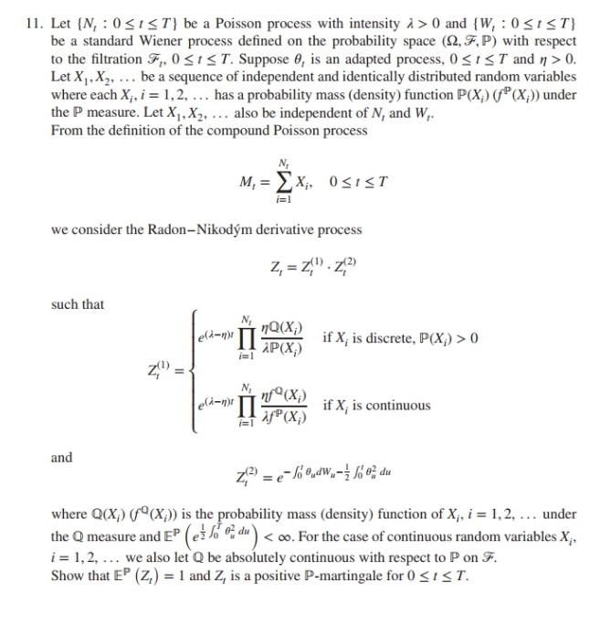Address this question. 11. Let {N, : 0 > 0 and {